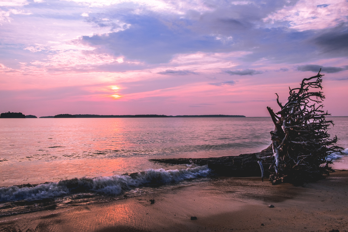 Sunset at wandoor beach , andaman and nicobar islands